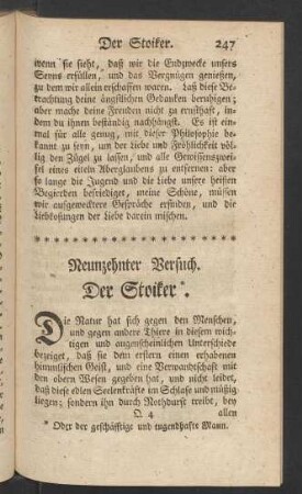 Neunzehnter Versuch. Der Stoiker