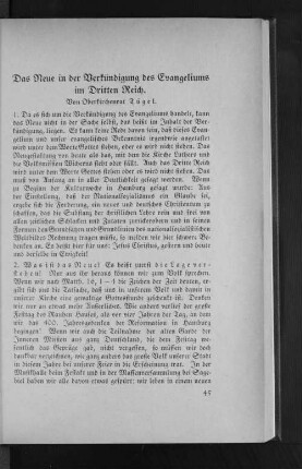 Das Neue in der Verkündigung des Evangeliums im Dritten Reich.
