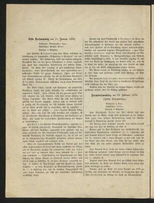 Hauptversammlung am 22. Februar 1873