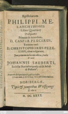 4: Epistolarum Philippi Melanthonis Liber ...