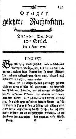 Zweyten Bandes 10tes Stück. den 2 Junii 1772.