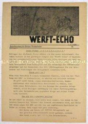 Hektografierte Zeitung der KPD für die Beschäftigten der Bremer Werften u.a. zur Betriebsratswahl