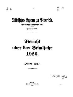 1926/27: Bericht ... - 1926/27