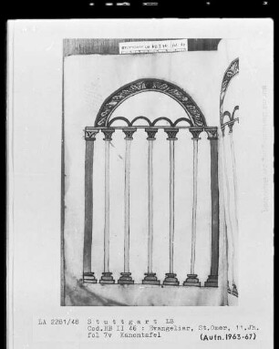 Evangeliar (unvollendet) — ---, Folio 7versoKanontafel