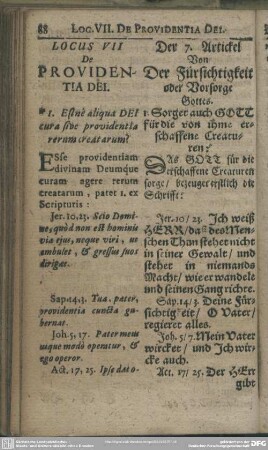 Locus VII. De Providentia Dei
