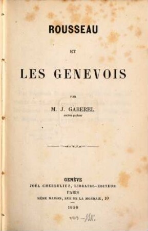 Rousseau et les Genevois