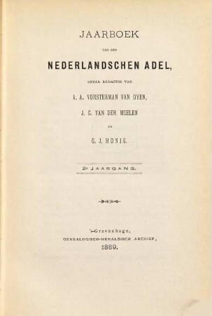 Jaarboek van den Nederlandschen adel. 2. 1889