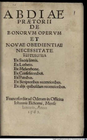 De bonorum Operum ... necessitate Testimonia