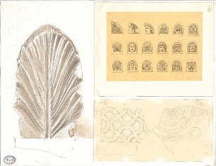 Lange, Ludwig; Lange - Archiv: I.5 Griechisch-römischer Stil - Palmette (Ansicht); Palmetten u. Köpfe (Ansichten); Ornament (Detail)