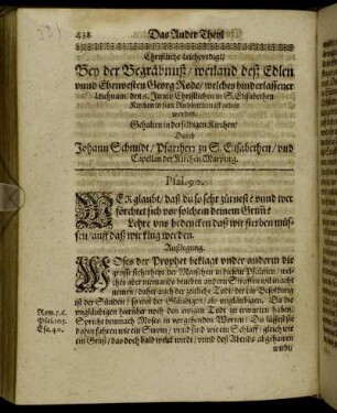 Christliche Leichpredigt/ Bey der Begräbnuß/ weiland deß Edlen unnd Ehrnvesten Georg Rode [...]