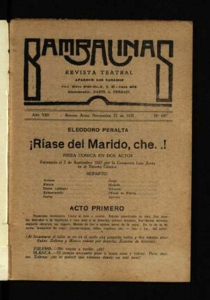 ¡Ríase del marido, Ché...! : pieza cómica en dos actos
