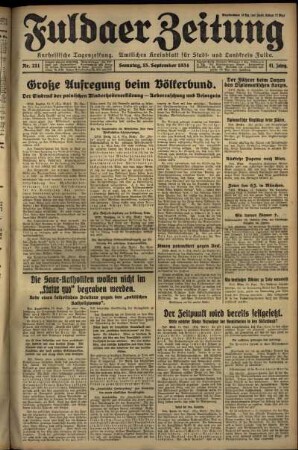 Ausgabe vom Samstag, den 15. September 1934.