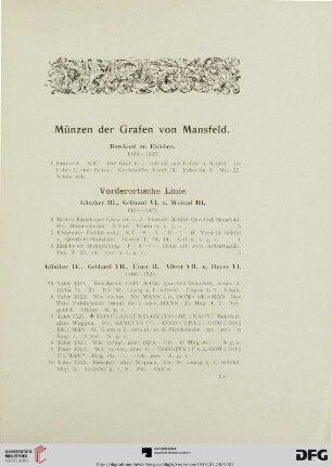 Münzen der Grafen von Mansfeld (Nr. 1-596)