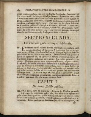 Sectio Secunda. De interiore globi terraquei substantia.
