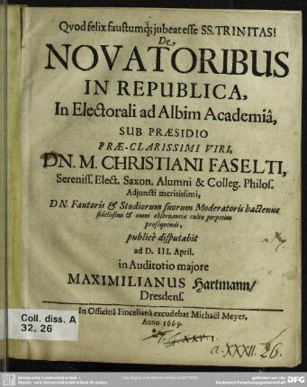 De novatoribus in republica