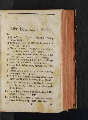 [Libri botanici. - Libri mathematici.]
