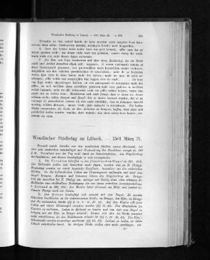 Wendischer Städtetag zu Lübeck. - 1501 März 21.