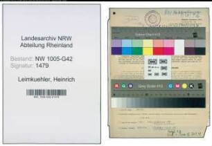 Entnazifizierung Heinrich Leimkuehler , geb. 07.08.1873 (Fotograf)