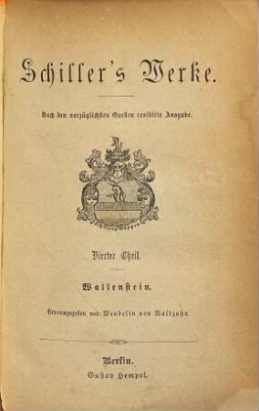 Schiller's Werke, 4. Wallenstein