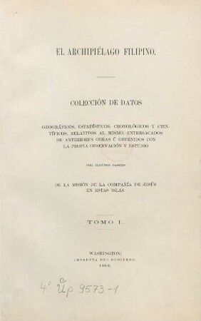 T. 1: El Archipiélago filipino
