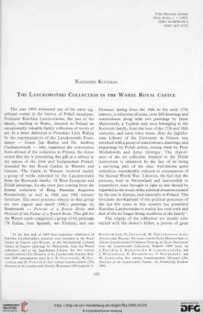 N.S. 1.1995: The Lanckoroński collection in the Wawel Royal Castle