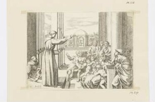Predigt des heiligen Didacus von Alcalà, Blatt 14 aus: Annibale Carracci, "Vita di San Diego, Dipinta nella Cappella di Saint Giacomo de Spagnuoli in Roma", Rom 1646
