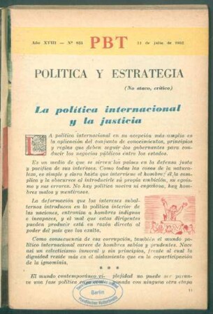 La política internacional y la justicia : Política y estrategia - (No ataco, critico)