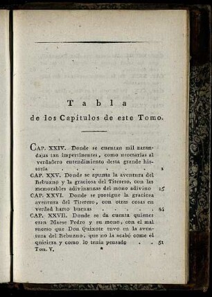 Tabla de los Capitulos de este Tomo.