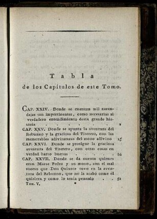 Tabla de los Capitulos de este Tomo.