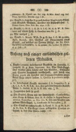 Anhang noch einiger ausländischen goldenen Medaillen.