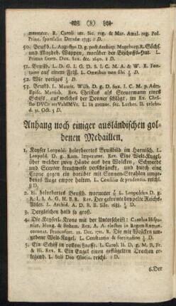 Anhang noch einiger ausländischen goldenen Medaillen.