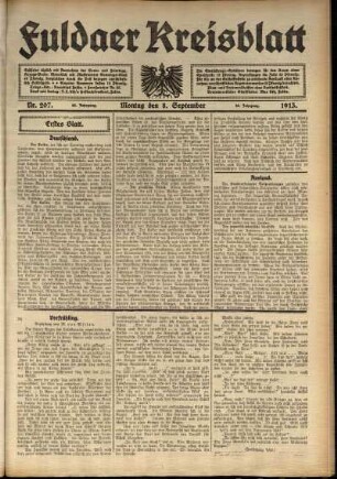 Erste Ausgabe vom Montag, den 08. September 1913.