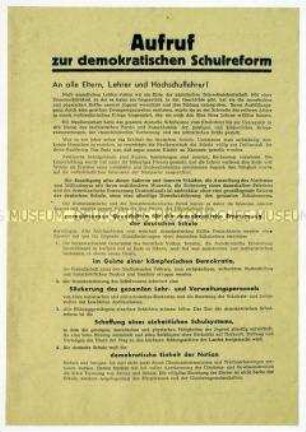 Gemeinsamer Aufruf des Zentralkomitees der KPD und des Zentralausschusses der SPD zur demokratischen Schulreform