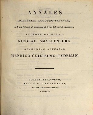 Annales Academiae Lugduno-Batavae. 1820/21, 1820/21 = T. 5. 1821