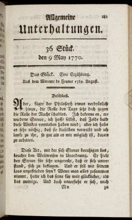 36 Stück. den 9 May 1770.