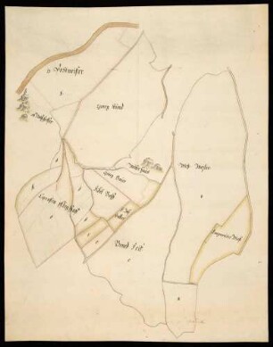 "Grundstücke zwischen Altdorf, Nothelfer[-kapelle], Burach, Lochen, Reitebil" [Rückseitentitel]