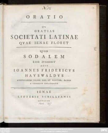 Oratio Qva Gratias Societati Latinae Qvae Ienae Floret