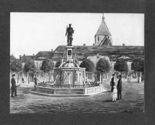 Entwurf für einen Brunnen mit Merkurstatue : Entwurf für einen Brunnen mit Merkurstatue. Zeichnung (bezeichnet 1913; C. Brose)