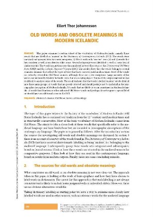 Old words and obsolete meanings in Modern Icelandic