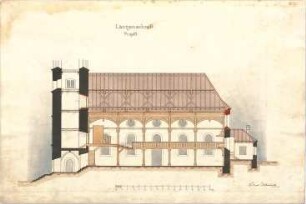 Dolmetsch, Heinrich; Baiersbronn; Ev. Pfarrkirche, Restaurierung - Längsschnitt