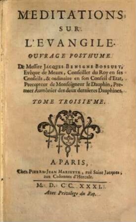 Meditations Sur L'Evangile : Ouvrage Posthume, 3