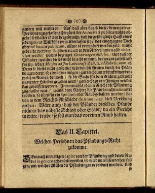 Das II. Capittel. Welchen Persohnen das Pfändungs-Recht zukomme.