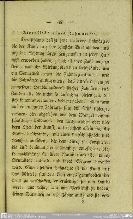 Moralität eines Zahnarztes