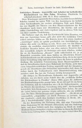 58-60 [Rezension] Zahn, Otto, Amtsträger, Beamte, Angestellte und Arbeiter im katholischen Kirchendienst