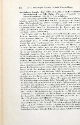 58-60 [Rezension] Zahn, Otto, Amtsträger, Beamte, Angestellte und Arbeiter im katholischen Kirchendienst