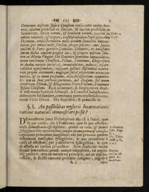 3-13, §. I. An possibilitas mysterii Incarnationis ratione naturali demonstrari possit?