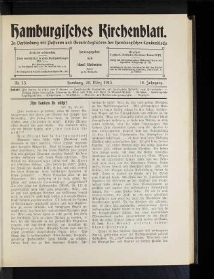 Nr. 13. Hamburg, 30. März 1913. 10. Jahrgang.