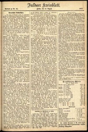 Zweite Ausgabe vom Mittwoch, den 13. August 1873.