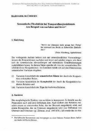 Semantische Flexibilität bei Temporalkonjunktionen. Am Beispiel von nachdem und bevor