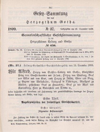 37. Coburg-Gothaisches Gerichtskostengesetz vom 13. December 1899.